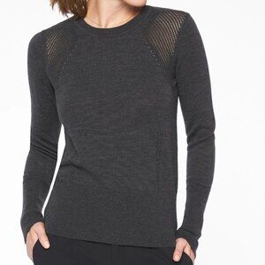 Athleta Cardinal Merino Wool Pointelle Sweater